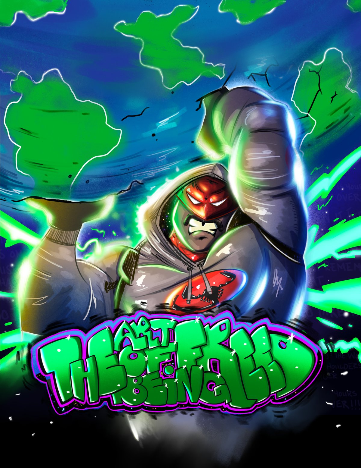 Season 5 cover art: The Aura, a hooded figure charged with green lightning, above graffiti lettering reading The Art of Being Freed